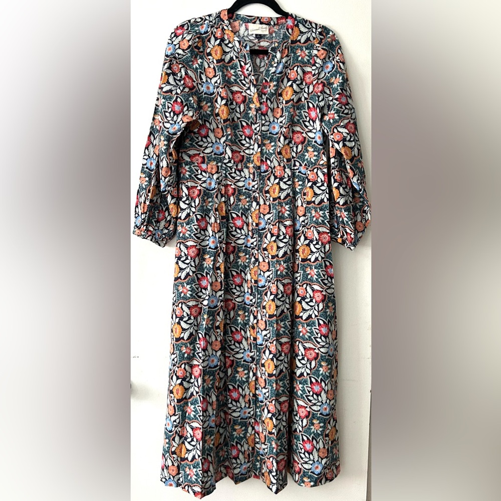 Universal Thread Floral Maxi Dress in Teal, Coral, Mustard